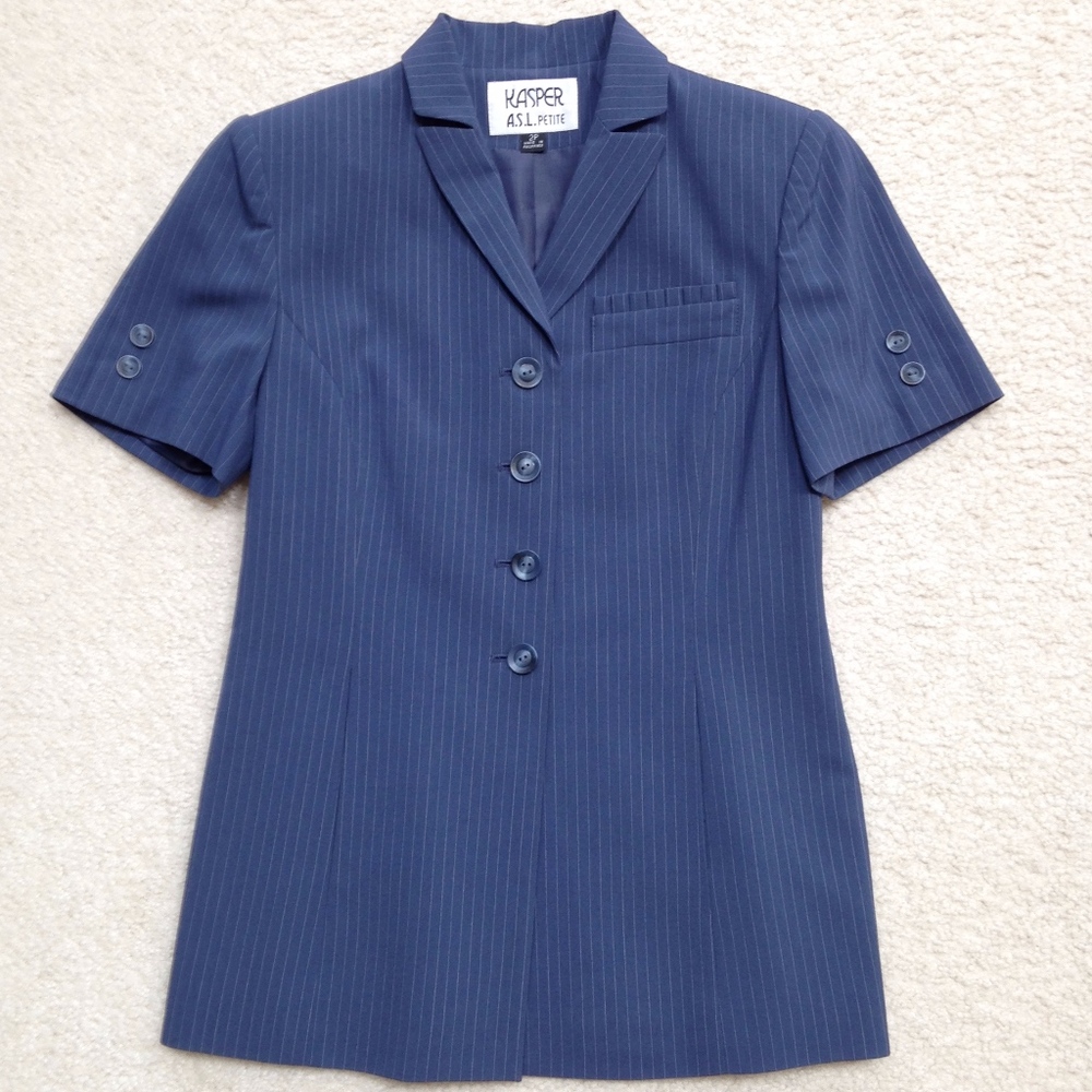 Kasper ASL Petite Blue Skirt Suit, Size 2P